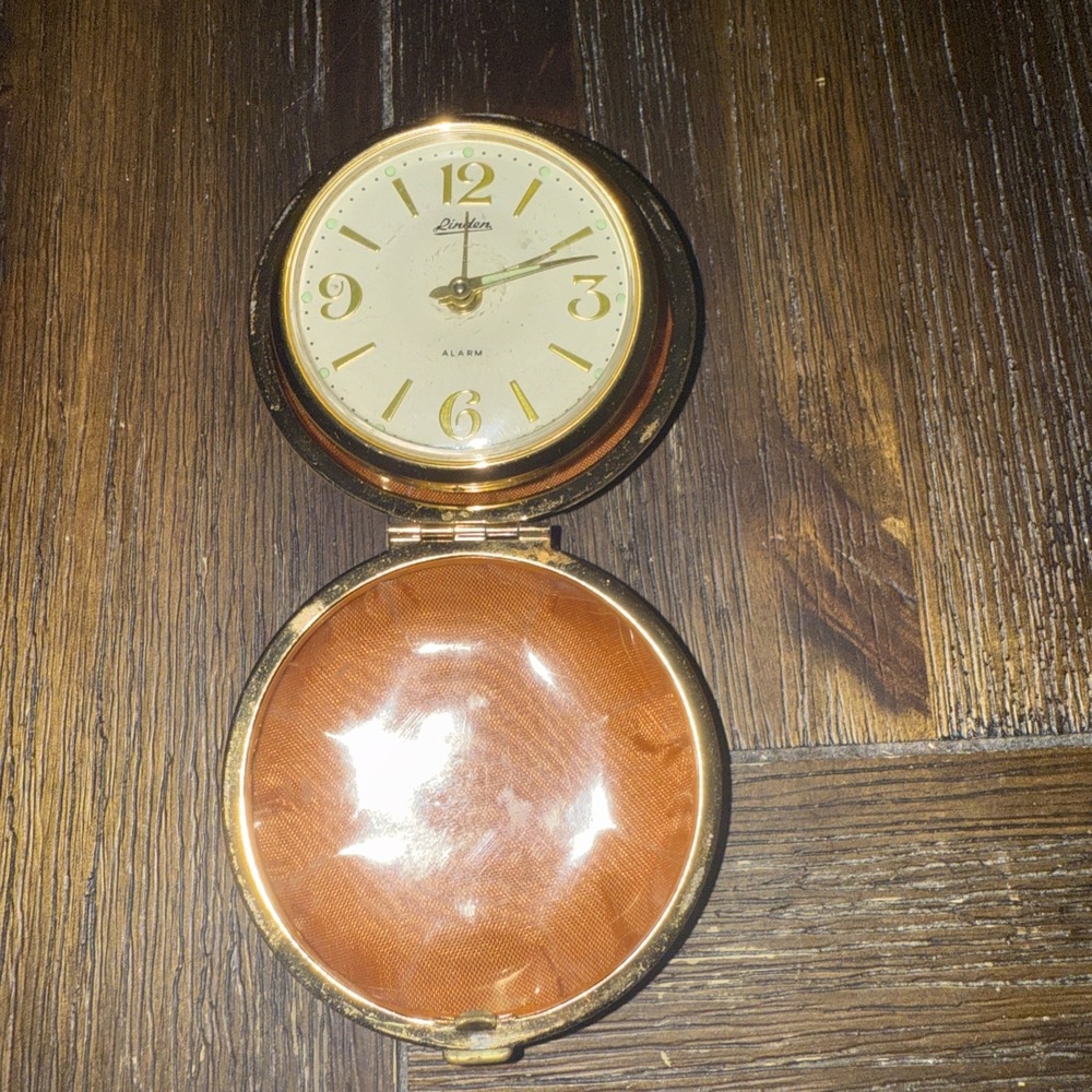 Linden Travel Alarm Clock brown Case Untested  made in Japan vtg rare tested